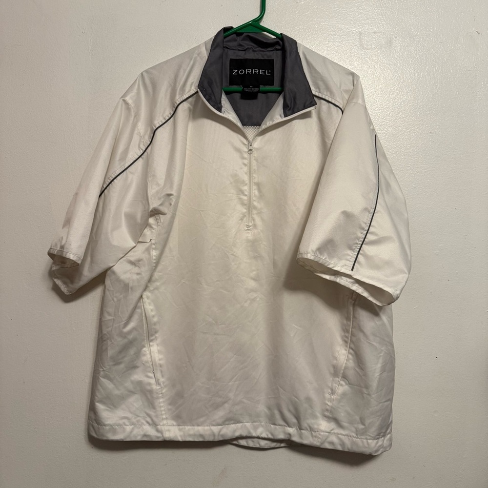 Zorrel White and Gray Pullover Top Mens Size Medium 1/4 Zip